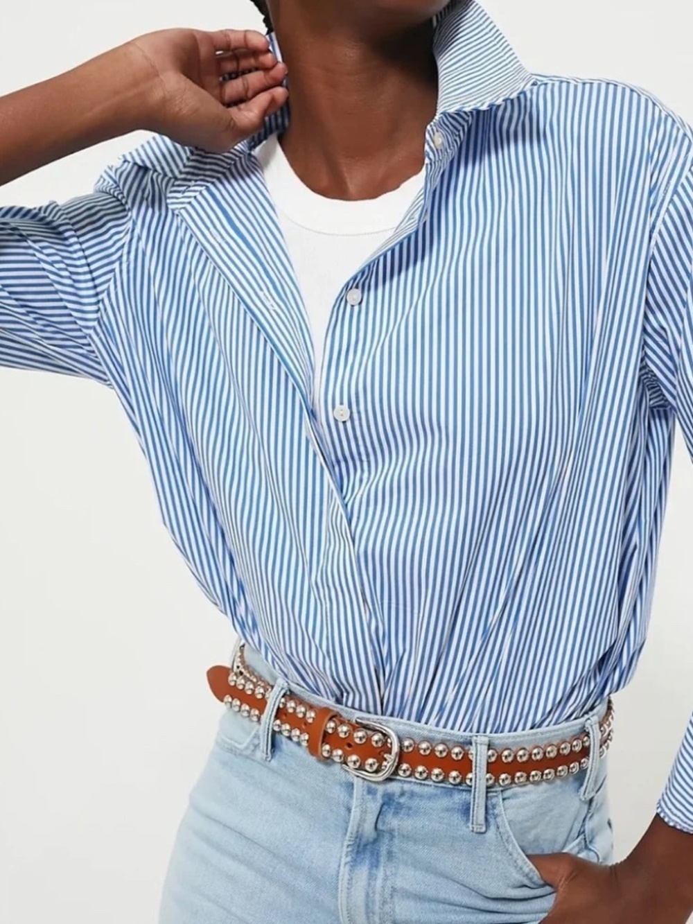 Tuckernuck Banker Stripe Nadine Boyfriend Button Down Shirt NWT Size XS